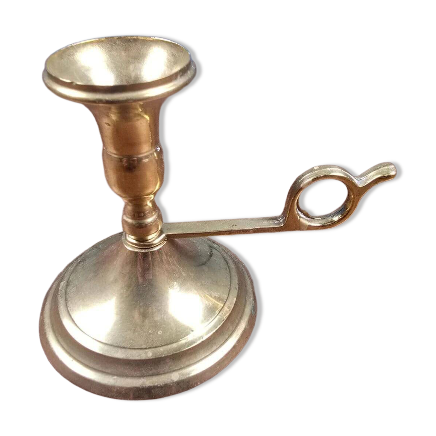 Vintage brass little cellar rat, candle holder with a lovely handle.
