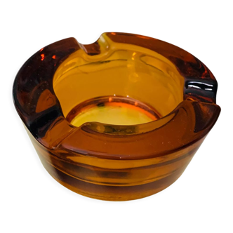 Ashtray block in vintage amber glass