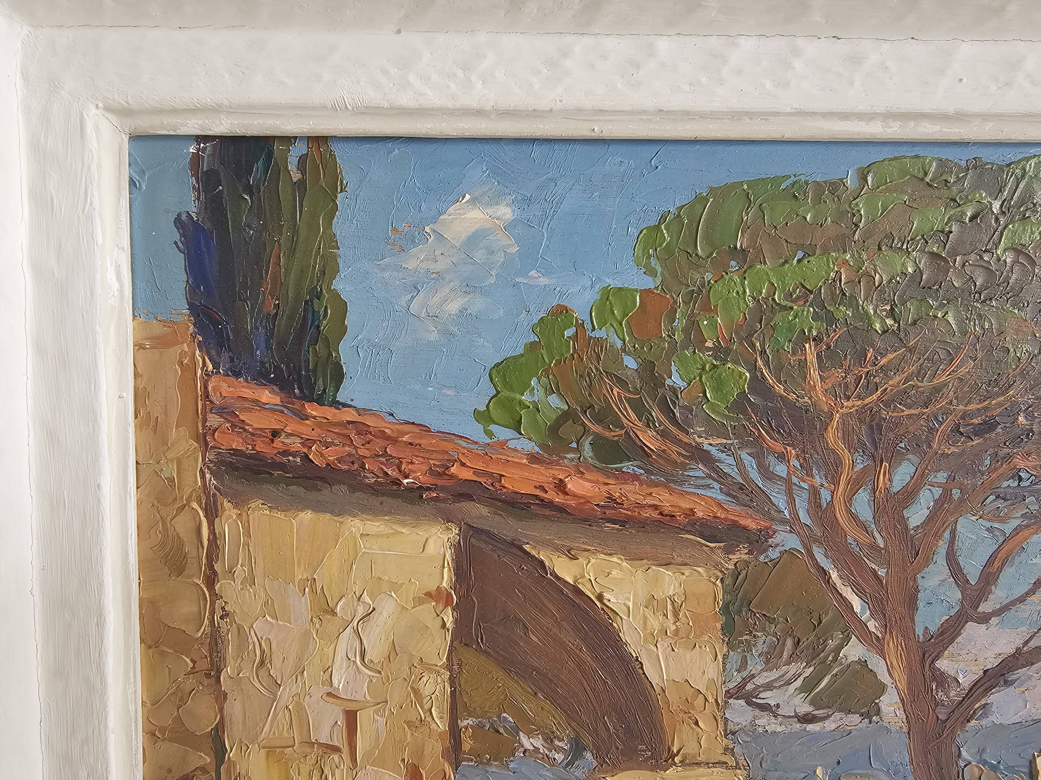 Oil on Panel - Marine Landscape of the Provençal Riviera signed D