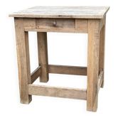Brutalist table with 1 drawer, stripped oak.