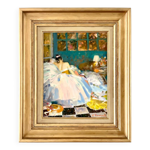 Le repos, huile sur toile