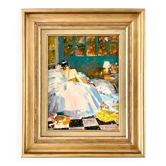 Rest, oil on canvas mounted on cardboard signed Dassimov
