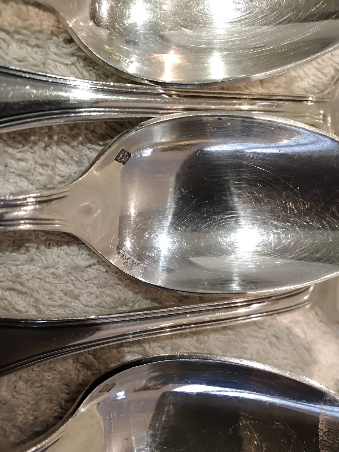 12 silver-plated metal teaspoons, Ercuis Valencay silversmith, 14.3cm
