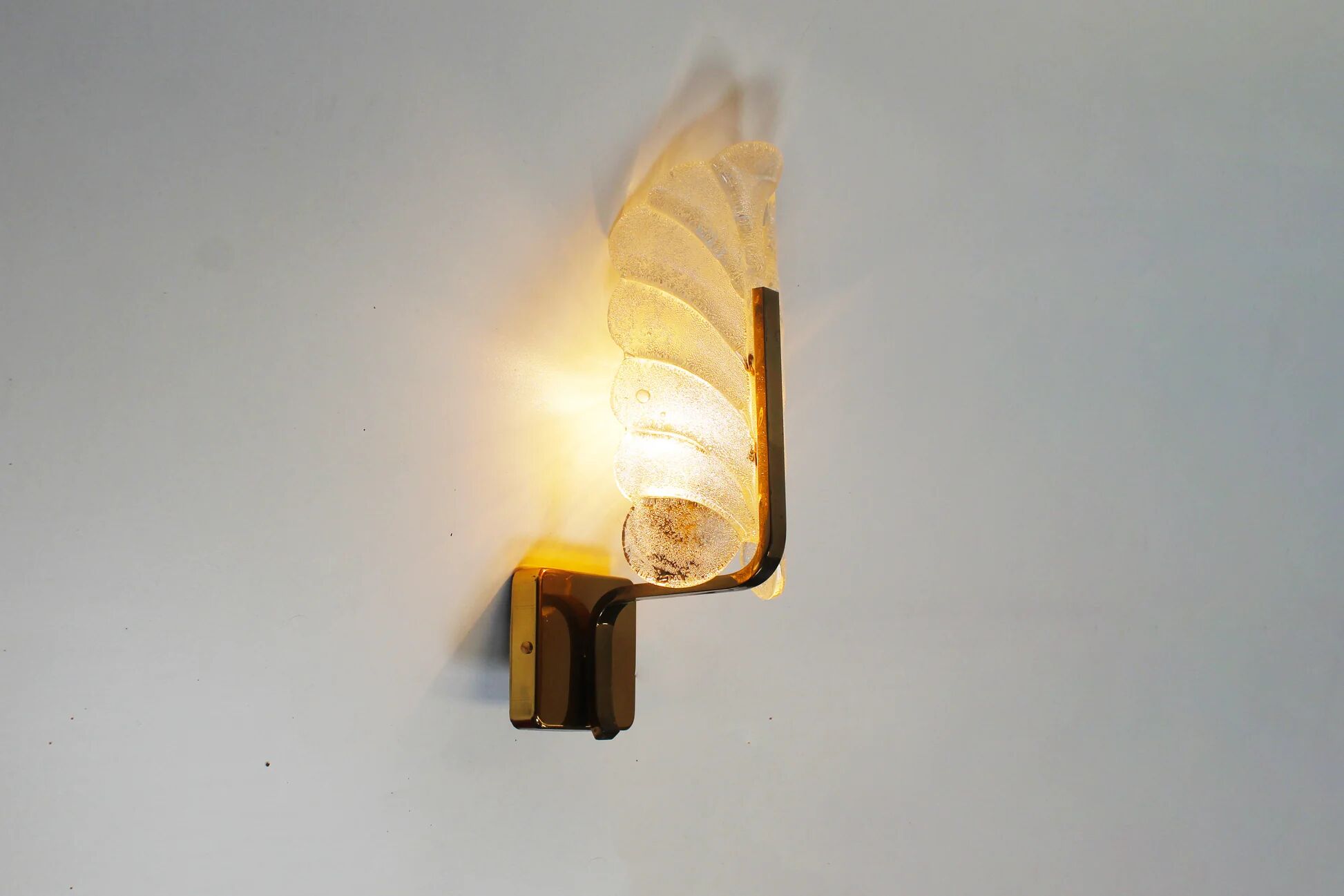 Pair of brass and glass wall lamps by Carl Fagerlund for Orrefors