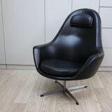 Fauteuil pivotant vintage en similicuir noir par Pastoe 60s