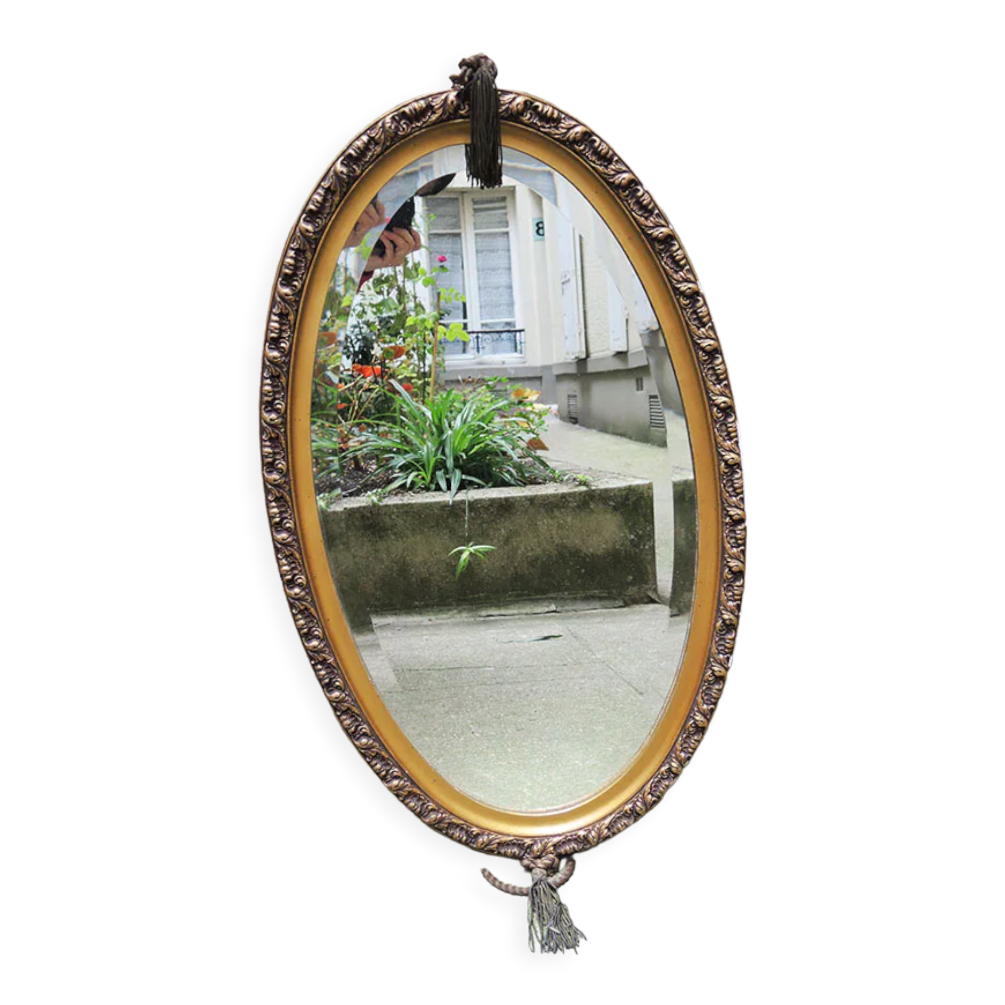 Beveled oval mirror