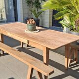 Table de ferme avec ses 2 bancs rénovées