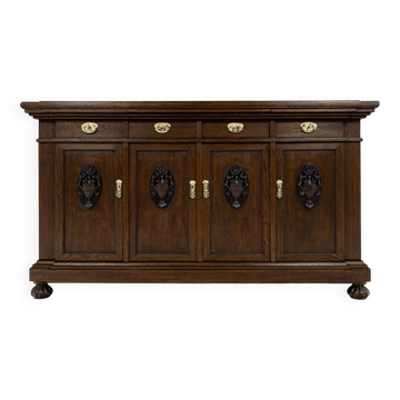 Grand buffet 4 portes en chêne et acajou - début du XXe siècle