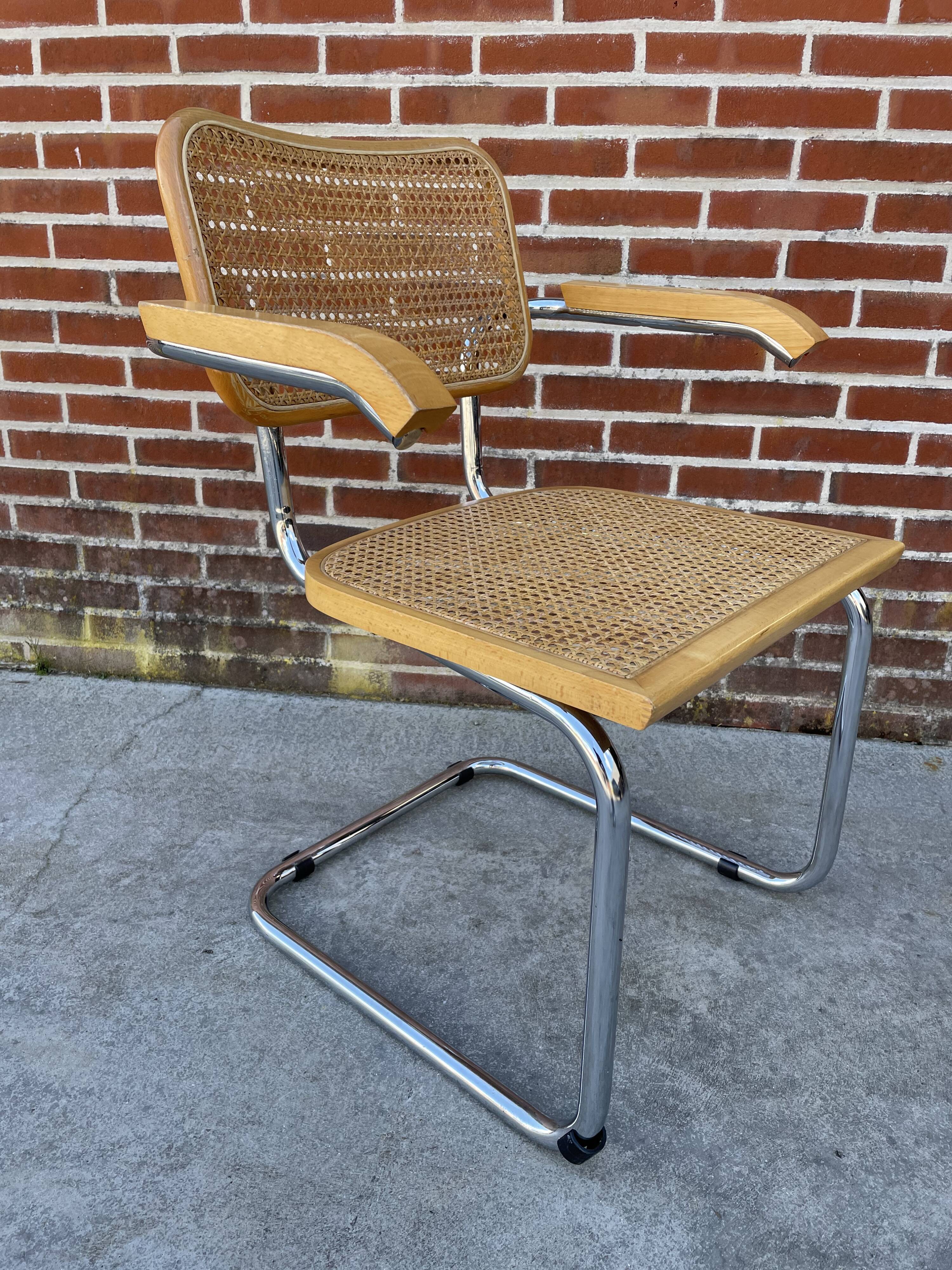 Cesca model design chair with armrests chrome version