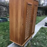 Wooden cabinet and vintage rattan 1950