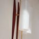 Modernist adjustable wall lights in teak and brass – 1950