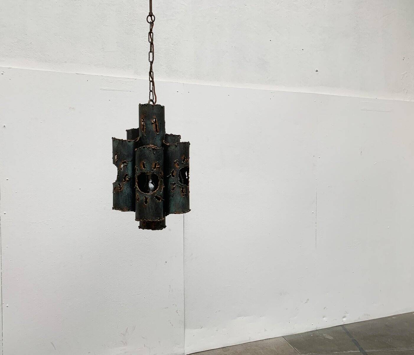 Brutalist Mid-Century Metal Pendant