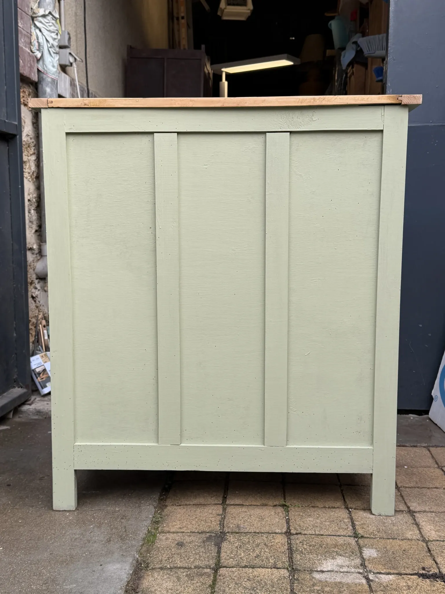 Renovated khaki Art Deco Parisian buffet in beech.