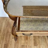 Coiffeuse vintage rotin cannage