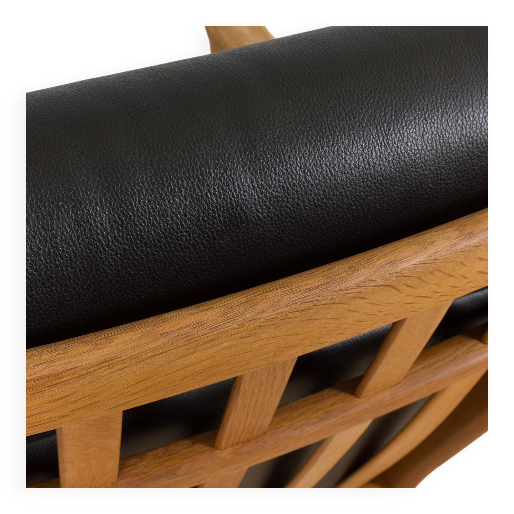 Hans Wegner GE 265 armchair  for Getama in Oak & Black Leather, Denmark