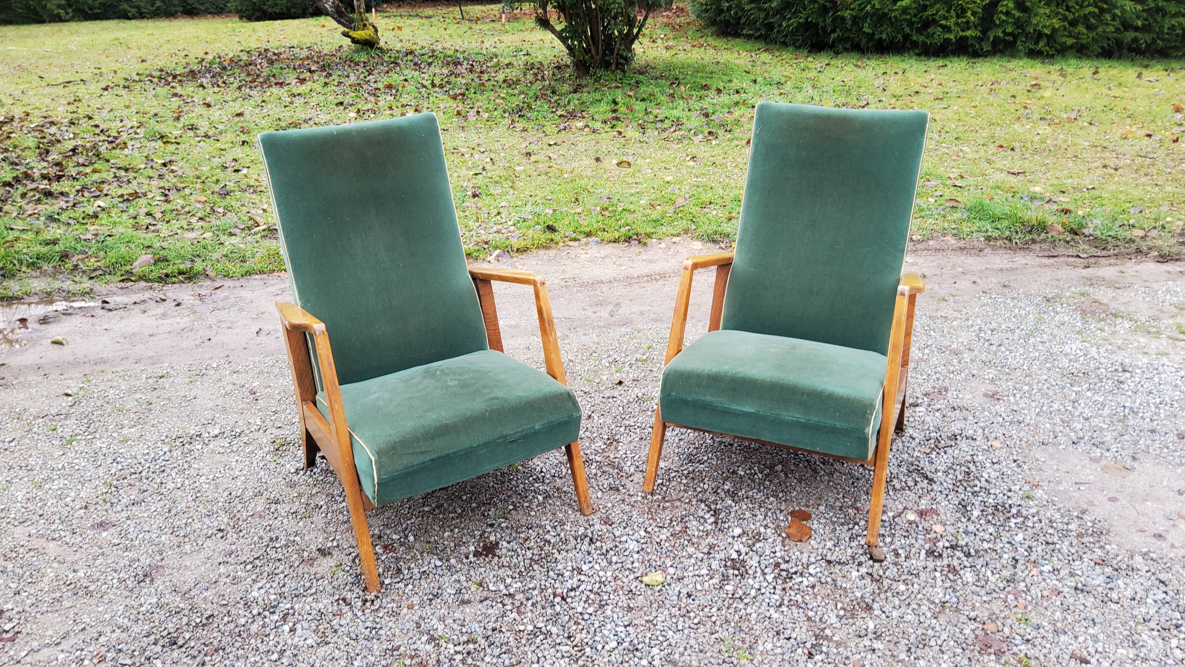 Paire de fauteuils des années 50 GMC pieds compas