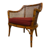 vintage chippendale giorgetti faux bamboo & rattan easy chair, 1970s