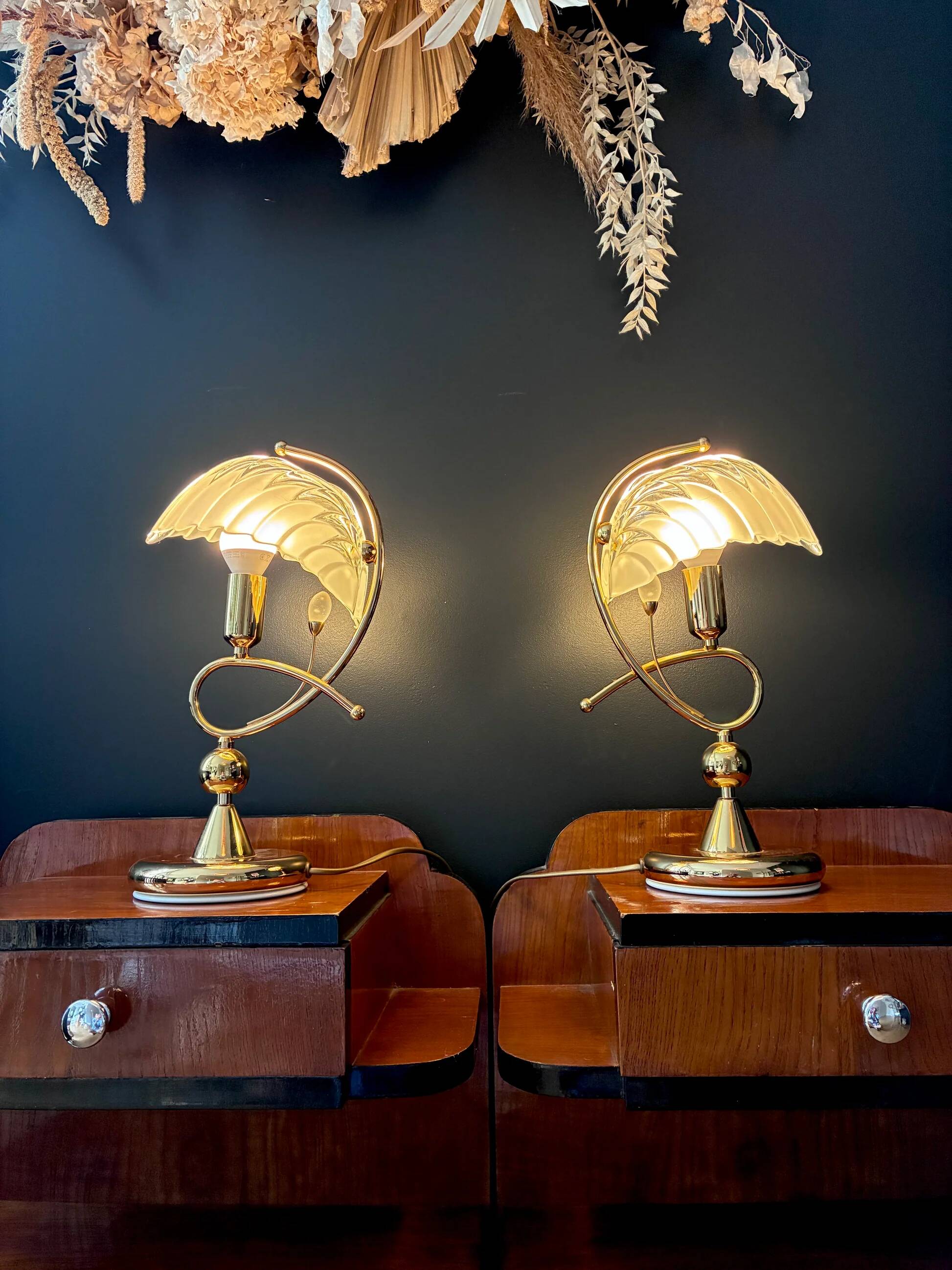 Pair of "Shell" lamps in brass - 1970.