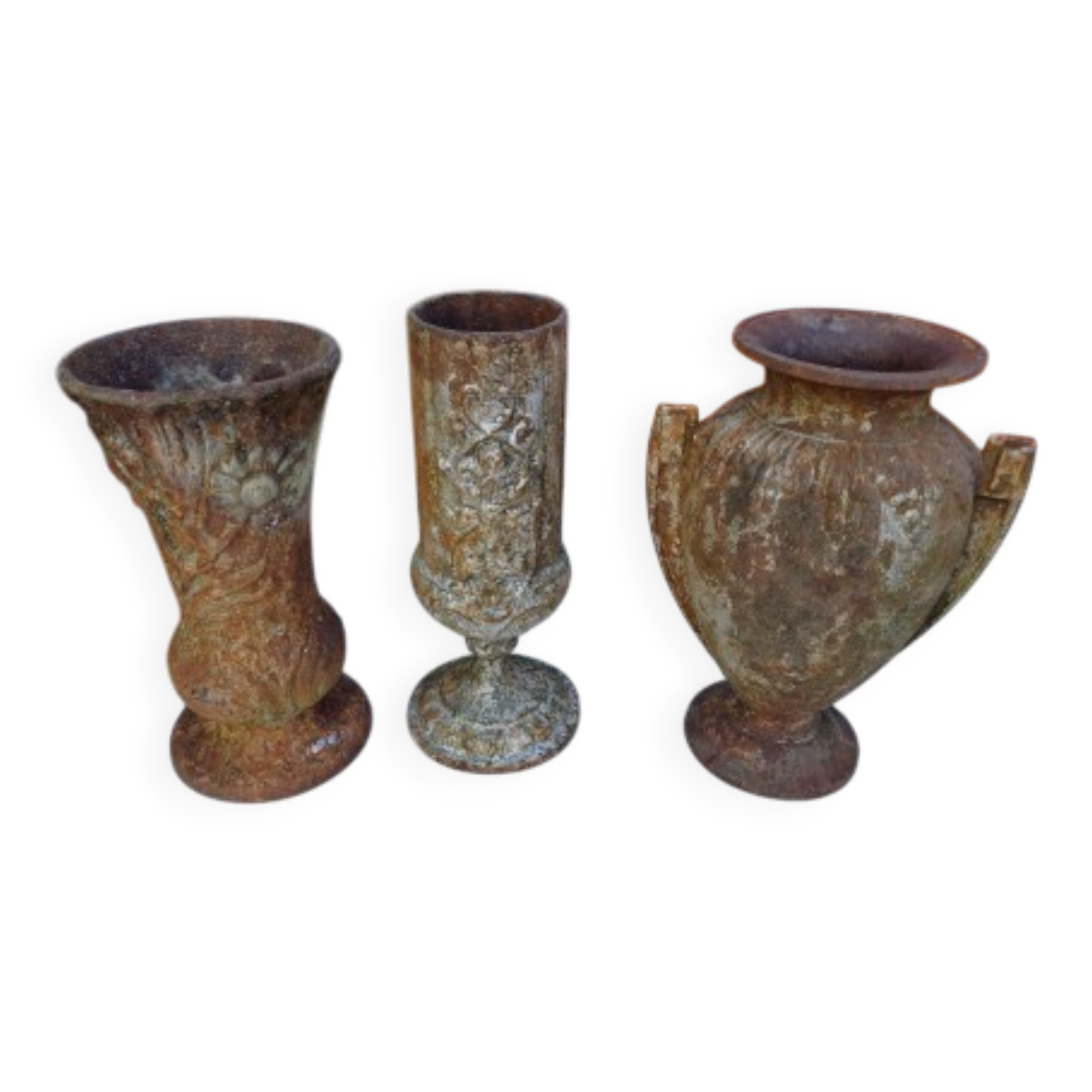 Set of 3 cast iron vases from 1900 from Charleville - Mézières