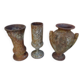 Set of 3 cast iron vases from 1900 from Charleville - Mézières