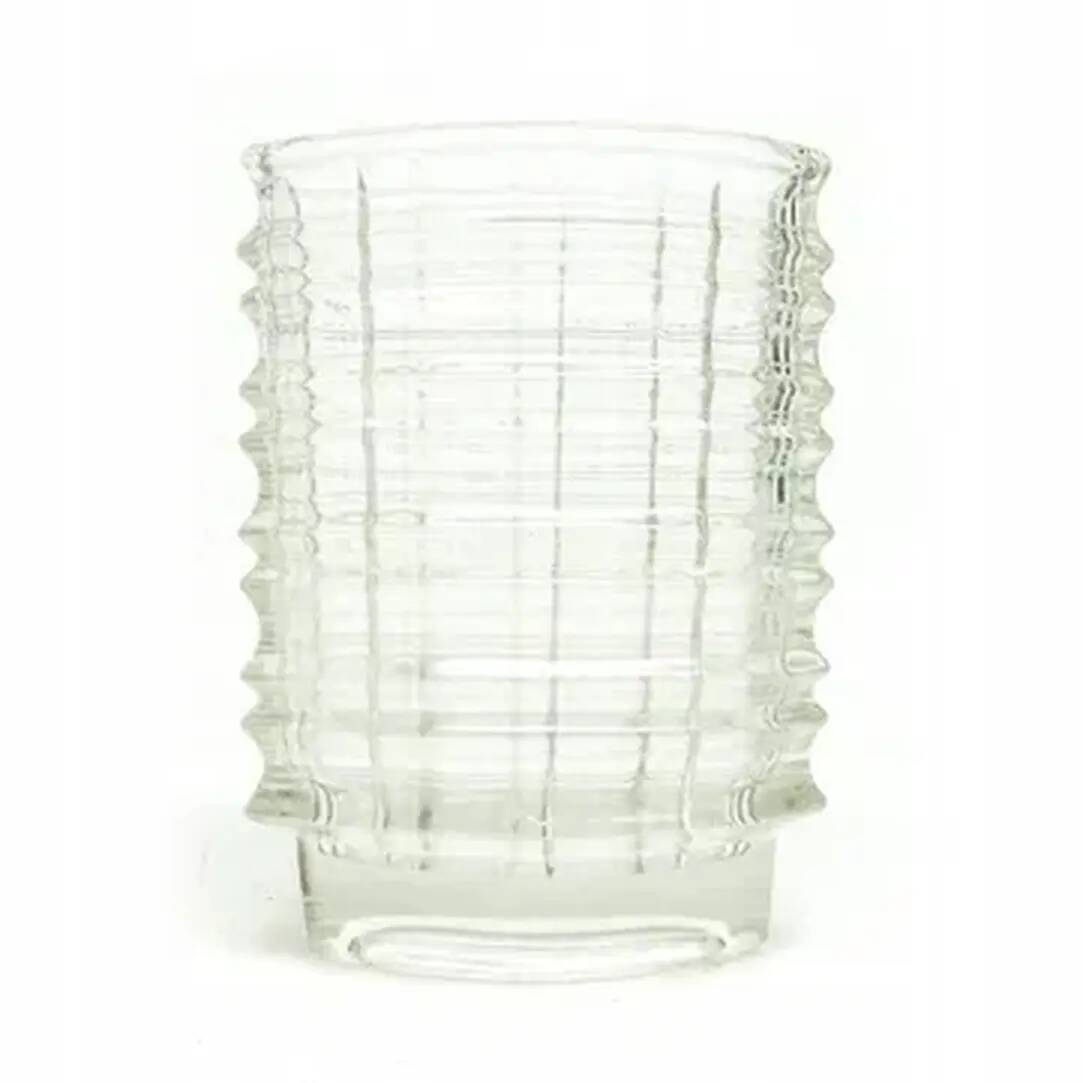 Vase optique, moderne du milieu du siècle, en verre transparent, conçu par J. Drost, Ząbkowice, Pologne, années 1970.