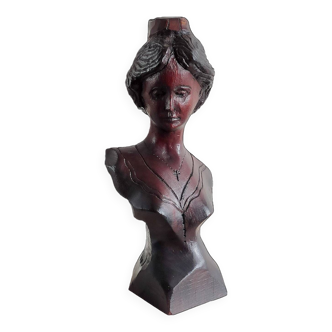 Wooden bust of a woman