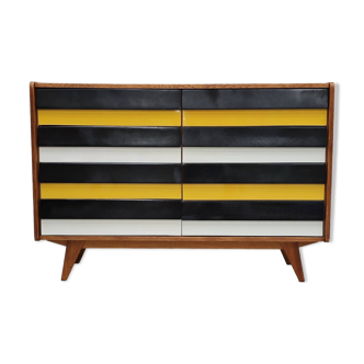 Buffet commode U453 jaune 8 tiroirs bois par Jiri Jiroutek pour Interier Praha 1960