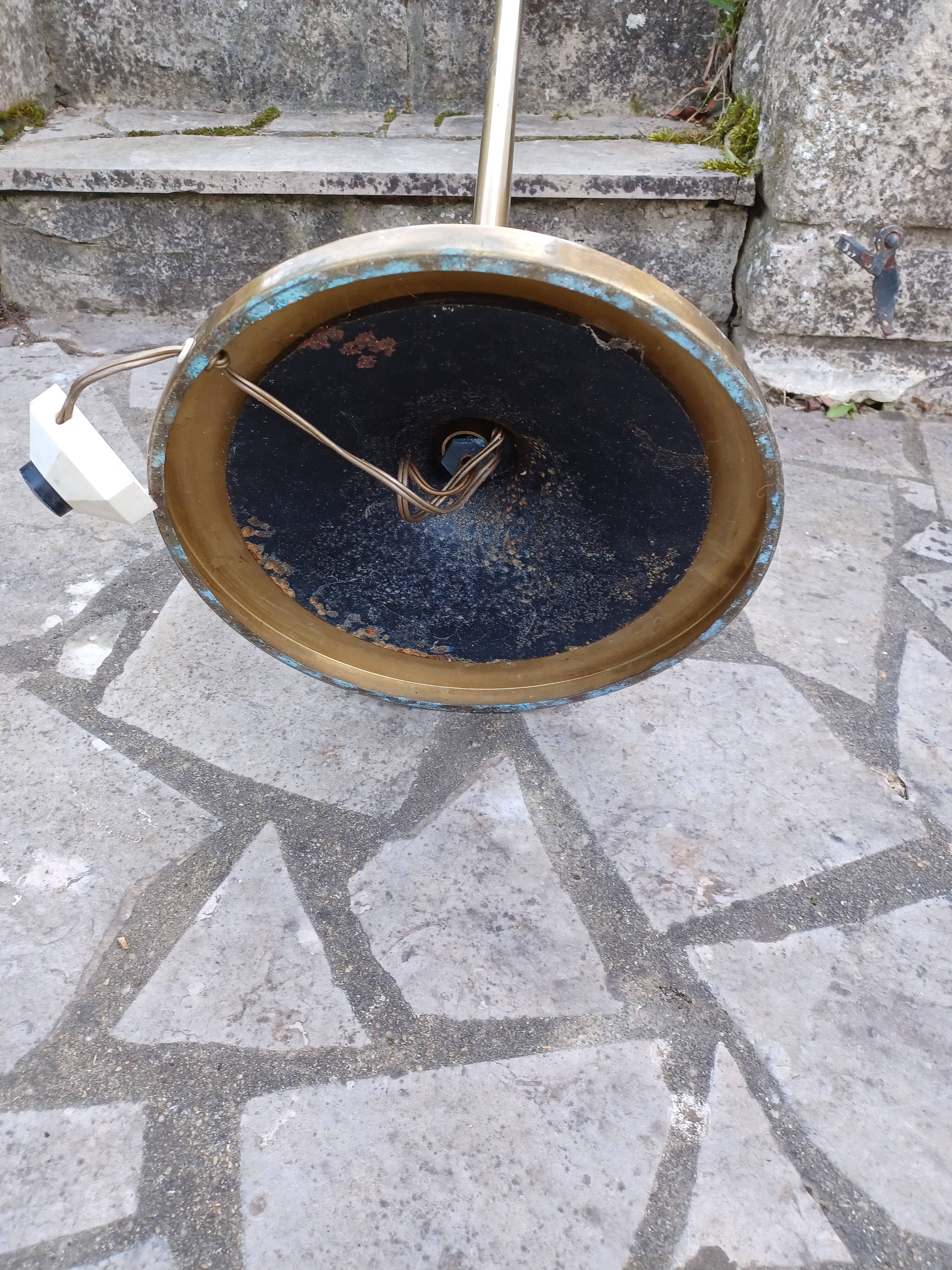 Pair of floor lamps gilded brass and glass maison Arlus 1950s