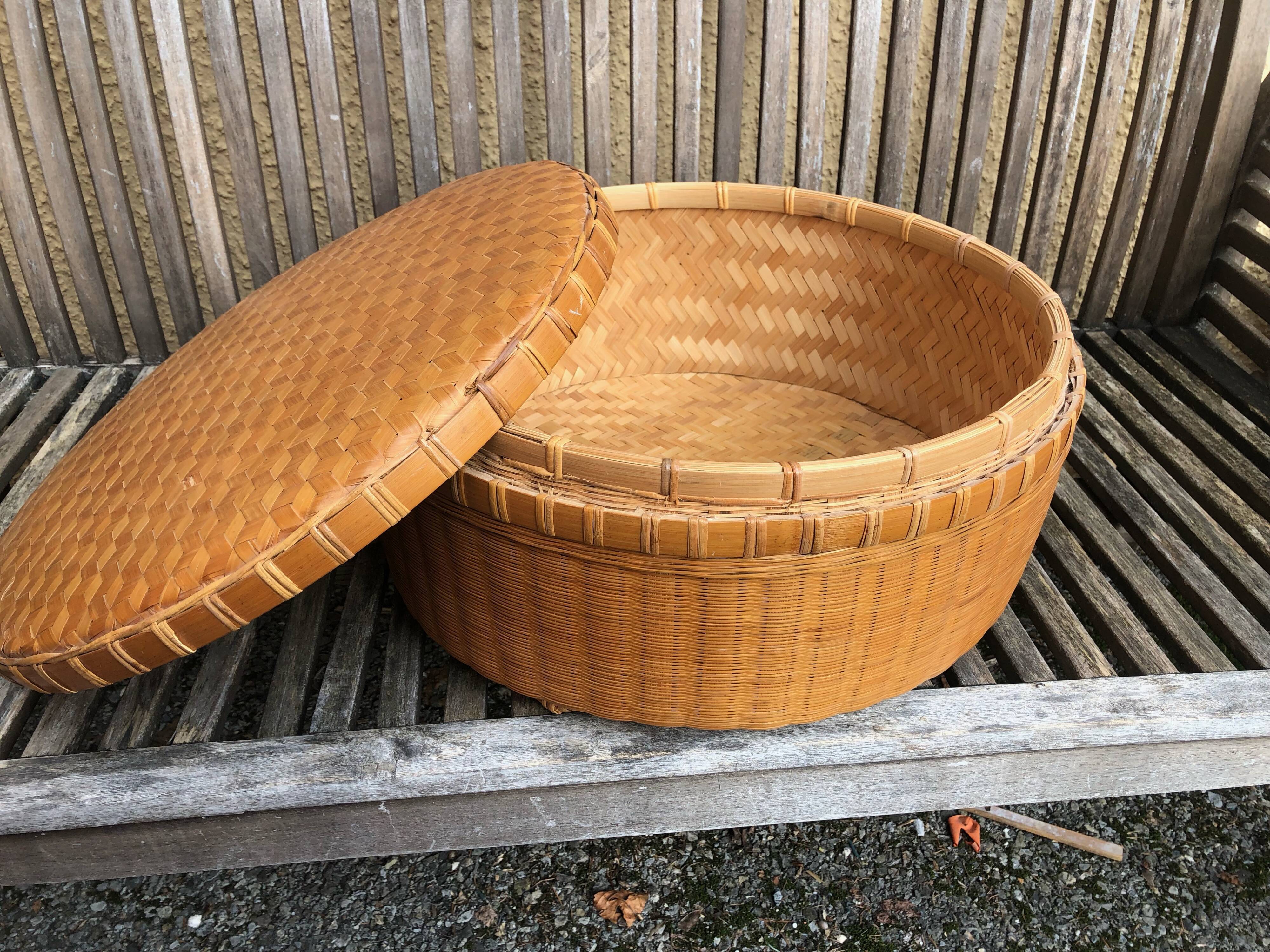 Handmade rattan and bamboo basket