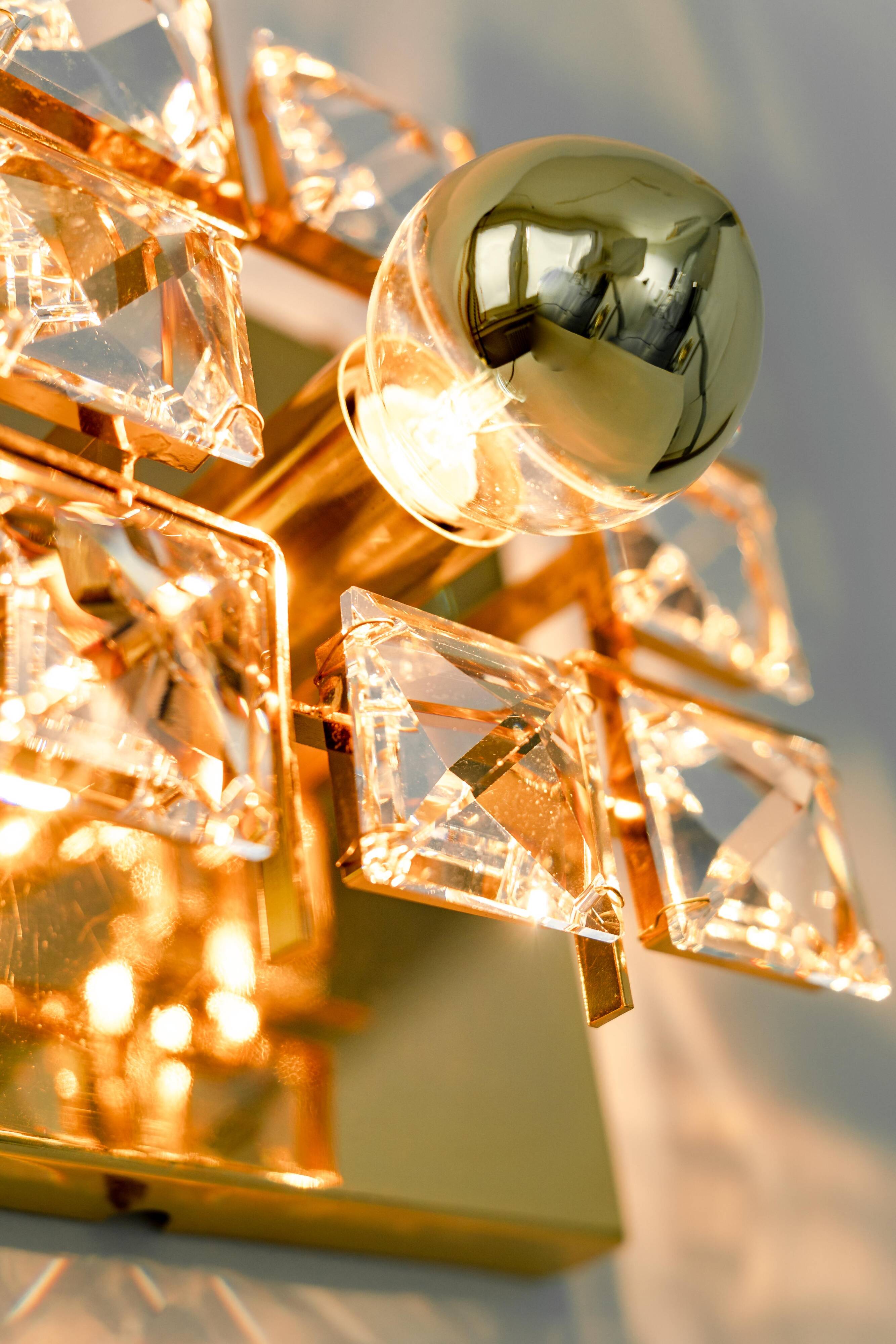 Golden Brass Wall Sconce in the Shape of a Flower by Palwa, Germany, 1970s