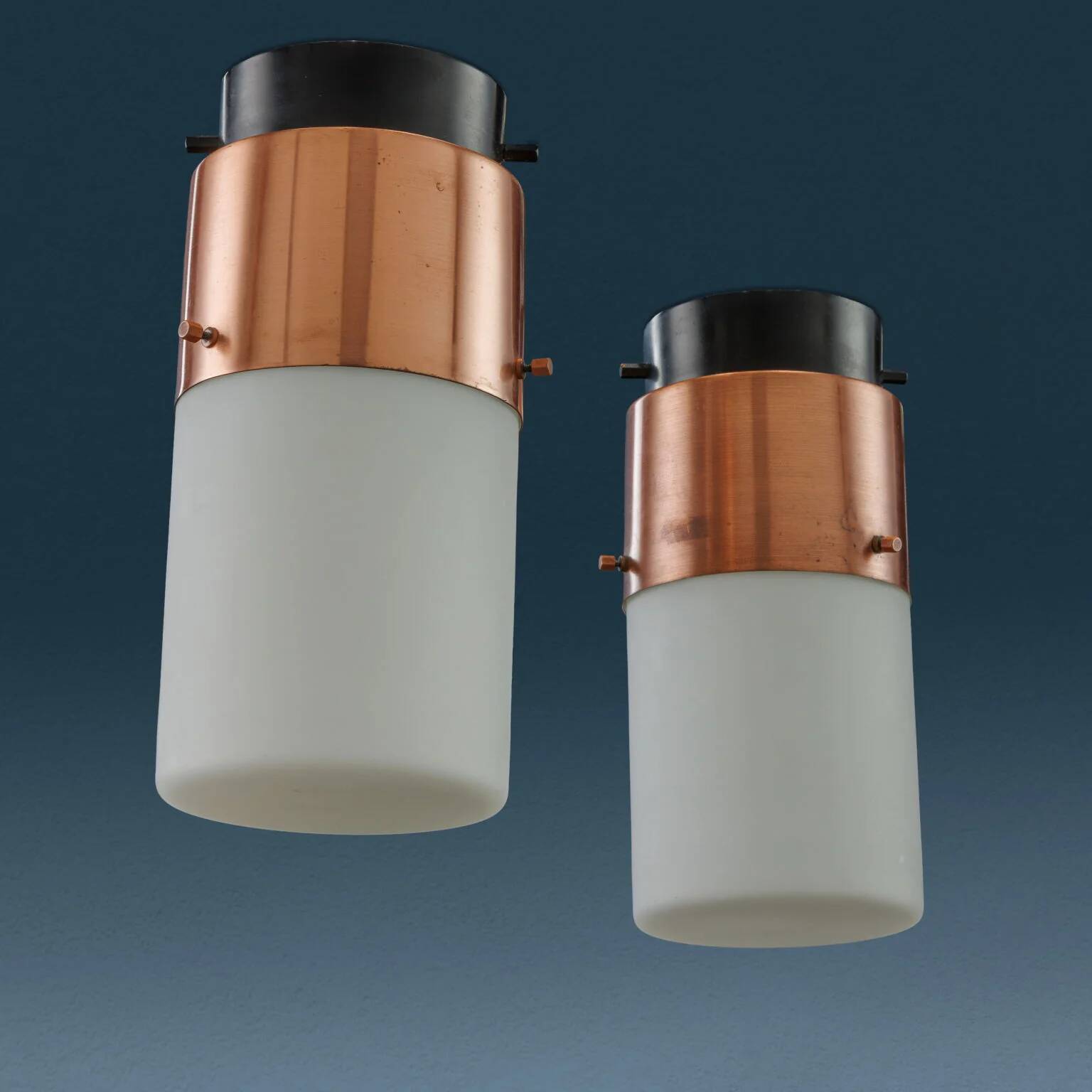 Plafonniers Stilnovo 1245 en cuivre et aluminium, Italie, années 1960