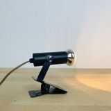 Vintage clamp spotlight, black metal, 70s