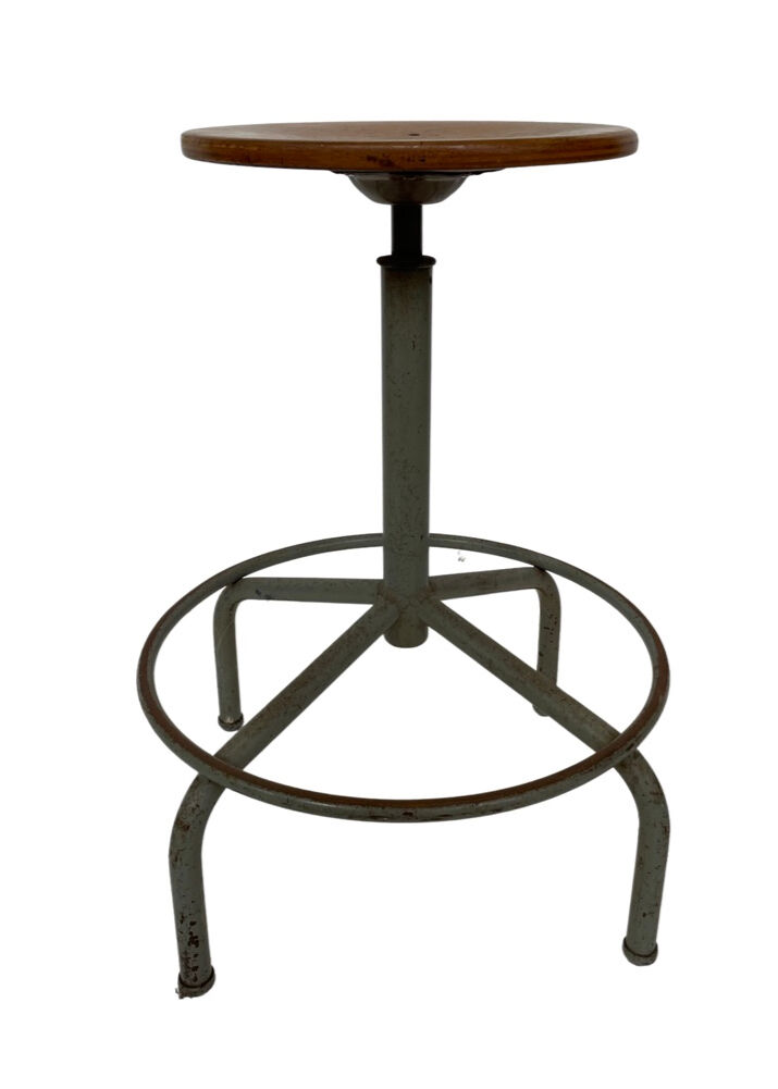 Vintage industrial workshop stool work stool adjustable in height 60's design