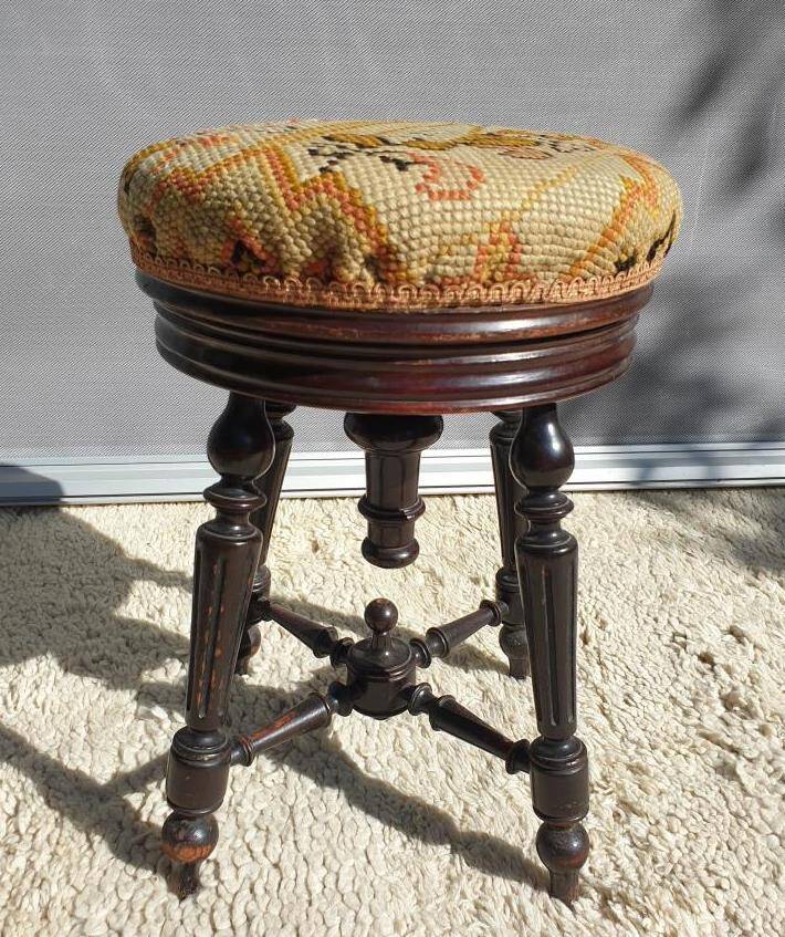 Napoleon III tapestry piano stool
