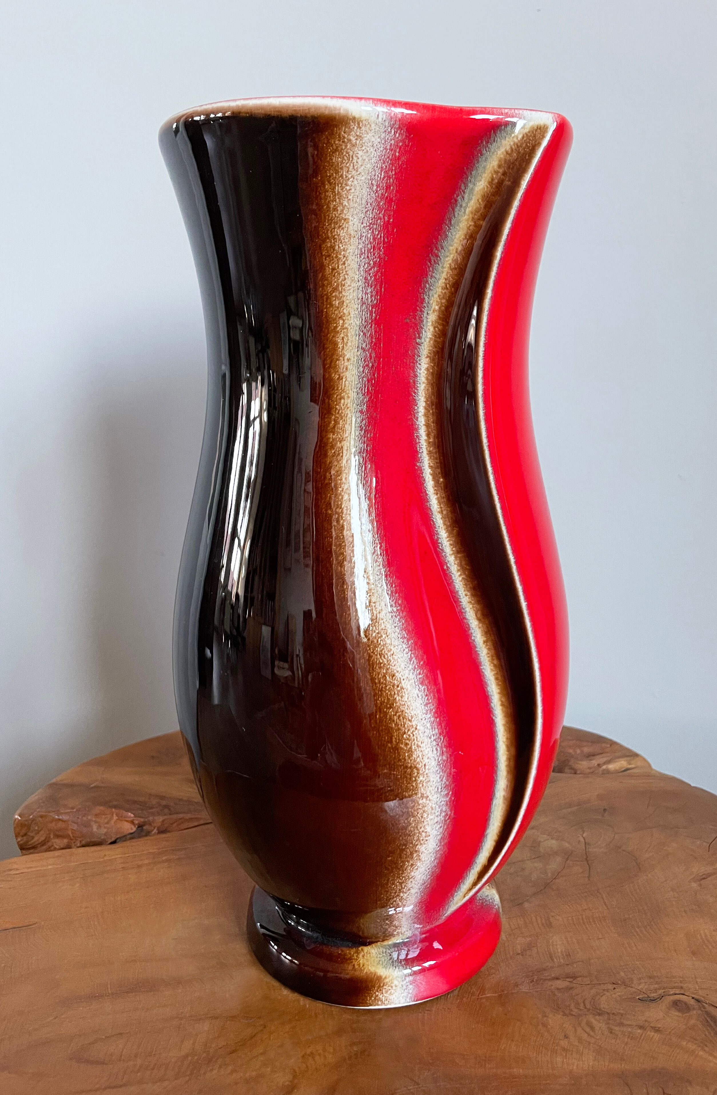 Red-Brown Verceram Vase Model 6390-28, French Mid-Century Modern Art Pottery from the 1960s