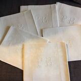 Set of 6 19th century hunting napkins marked “PB”