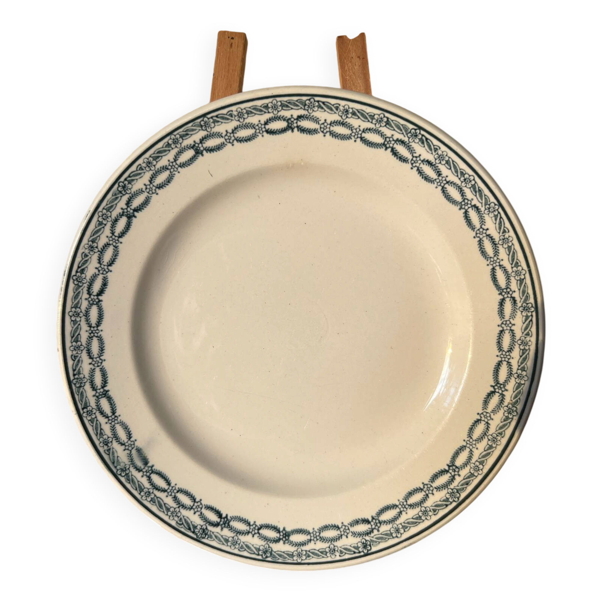 Assiette plate St Amand 4014 décor bleu vert