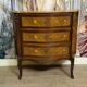 Lady's curved commode in Louis XV style, inlaid with marble – 19th century