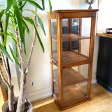 Vintage art deco wooden display case with mirrored back