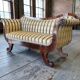 Vintage striped ecru baroque sofa / two-seater sofa