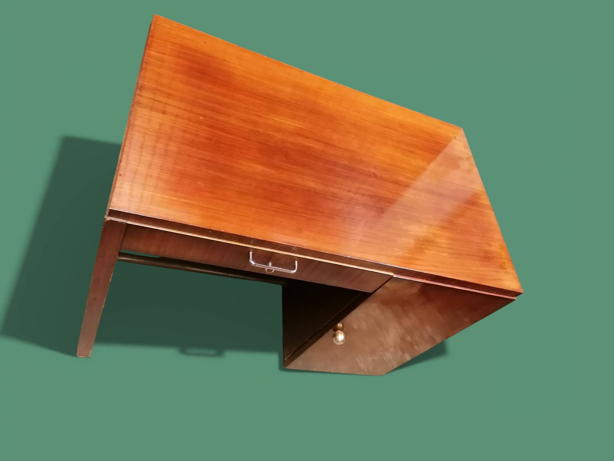 Rectangular veneered wooden desk in Art Deco style. 1930s-1940s.
