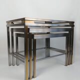 Guy Lefèvre for Maison Jansen, suite of 3 nesting tables, 1970s