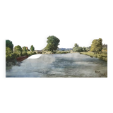 Painting of the lock and the beach of Neuilly Sur Marne signed by Bern 1948