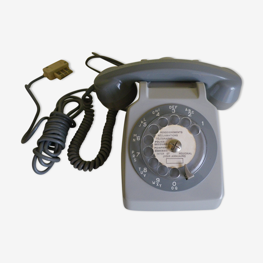 Vintage Téléphone Mural à Cadran Rotatif de la poste - Gris Clair