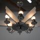 Six-Arm Art Deco Chandelier in Chrome and Sandblasted Glass, 1940s