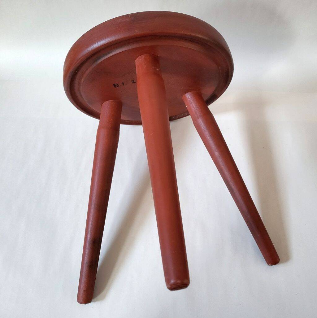 Vintage Painted Wooden Tripod Stool
