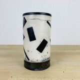 Scroll vase geometric decor, raku