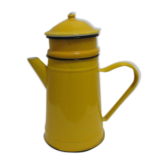 Yellow enamel coffee pot vintage