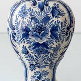 Pair of Royal Delft blue and white ceramic table lamps, 1905, with new pleated silk shades.