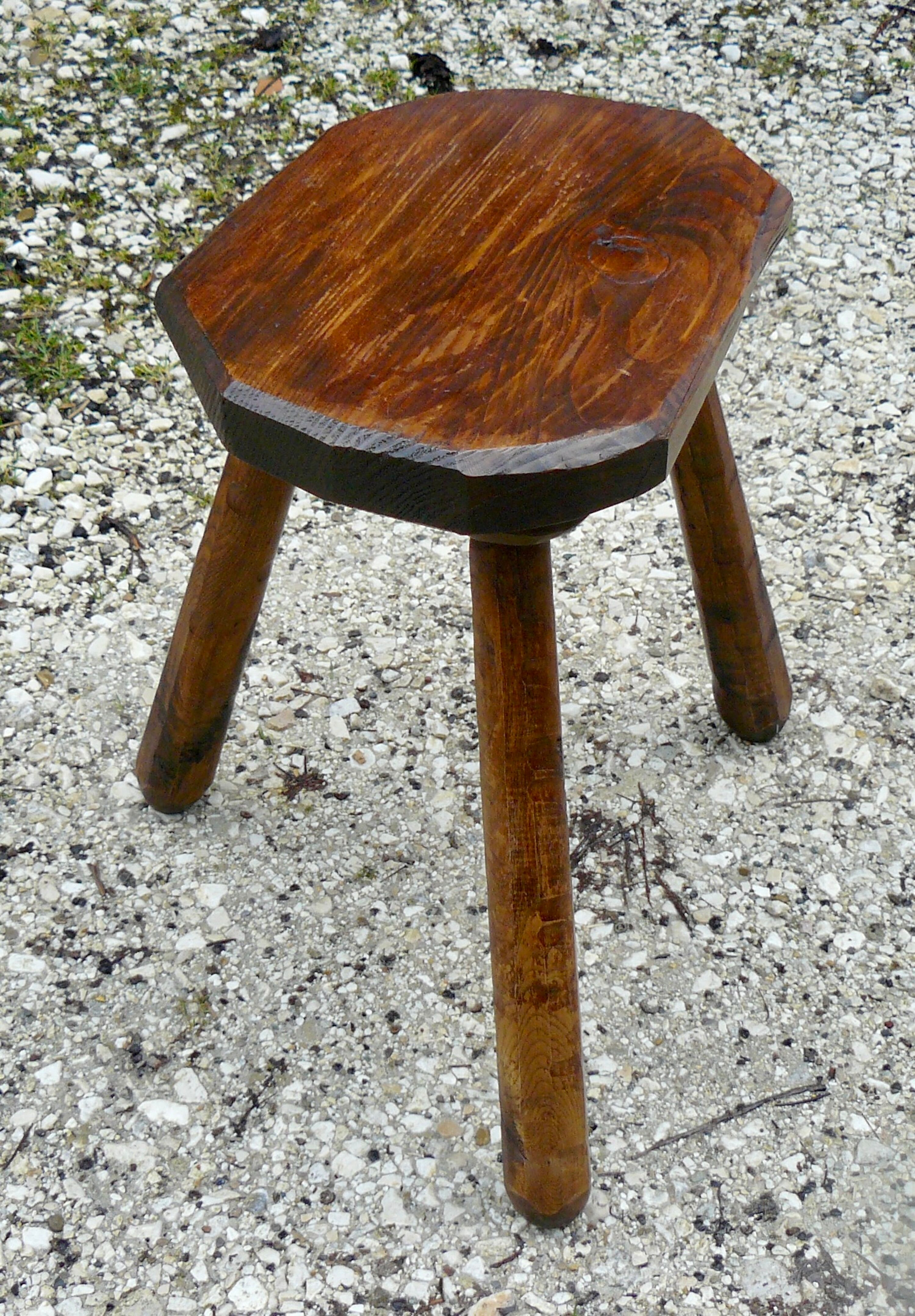 Vintage brutalist tripod stool 1960s